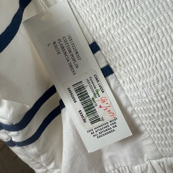 Ciao Lucia White and Blue Spaghetti Strap Sundress